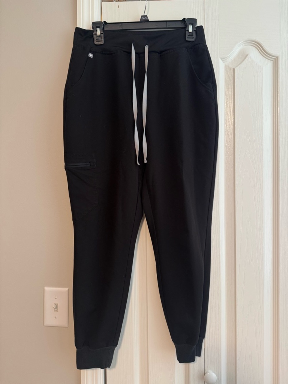 Figs Men's Black Joggers with White Drawstring